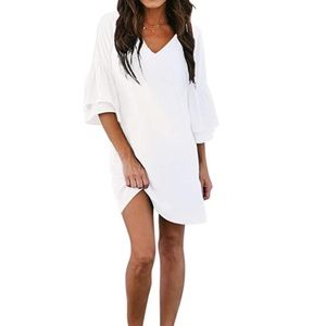 White dress with ruffle sleeves